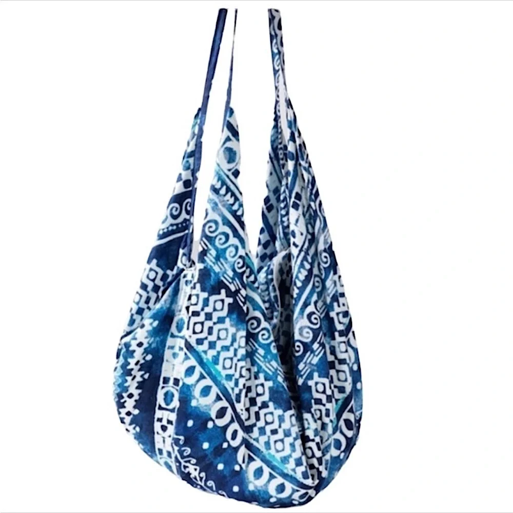 Tropical Beach Waves Full Zip Market Hobo Bag Blue New